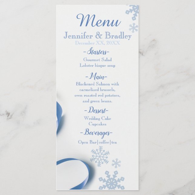 Menu Flocos de Neve e Fitas Azuis (Frente)