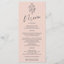 Menu Flor Boêmio Simples Pastel Rosa Botânico