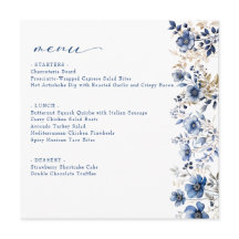 Menu Flor Chá de panela Azul Floral