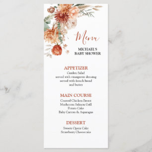 Menu Flor selvagem russo elegante cai no Chá de fraldas
