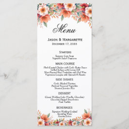 Menu Florais de Terracota Elegantes Laranja Queimada Mo