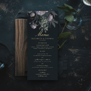 Menu Florais Vintage, Casamento de Peony Romântico Escu