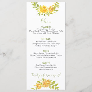 Menu Floral Amarelo Deslumbrante