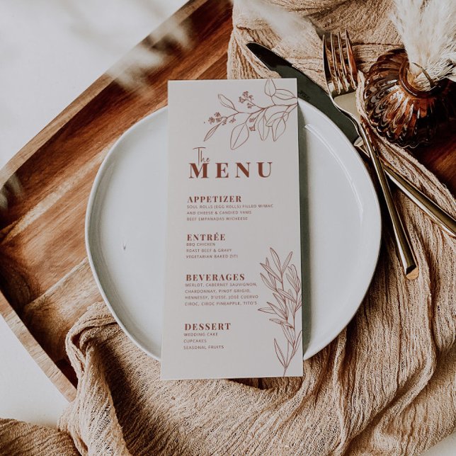 Menu Floral Boho Bege Terroso (Criador carregado)