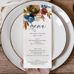 Menu Floral Boho Boho com marinho e Cores d'Água R<br><div class="desc">Este belo design floral apresenta flores de crosta e marinho d'água. Adicione suas informações usando o formulário modelo. O recurso Personalizar Mais pode ser usado para acessar o menu de edição avançada,  onde você pode alterar a fonte,  as cores e o layout do texto.</div>