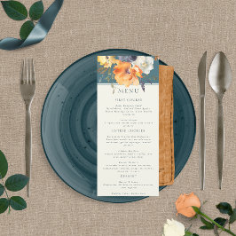 Menu Floral Boho Náutico Terracota Teal Elegante