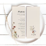 Menu Floral Boho Wedding<br><div class="desc">Menu Floral Boho Wedding. Este na moda e elegante menu de casamento contém lindas flores silvestres de cor d'água pintadas manualmente,  organizadas como um buquê adorável perfeito para primavera,  verão ou casamentos outono. Encontre itens correspondentes na Coleção de Casamentos de Boho Wildflower.</div>