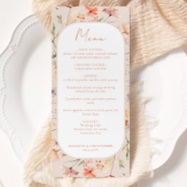 Menu Floral Boho Wildflower Wedding