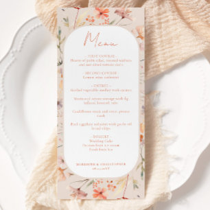 Menu Floral Boho Wildflower Wedding