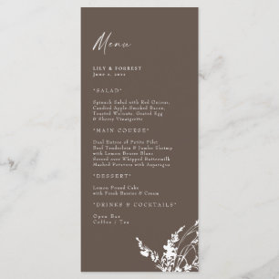 Menu Floral Branca Moderna de Casamento de Chocolate