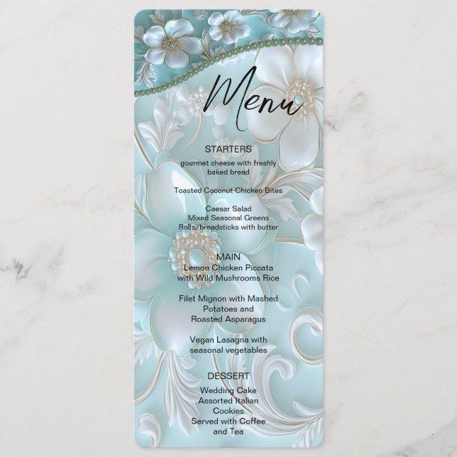 Menu Floral Branco Teal (Frente)