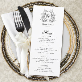 Menu Floral Crest Monograma Elegant Wedding