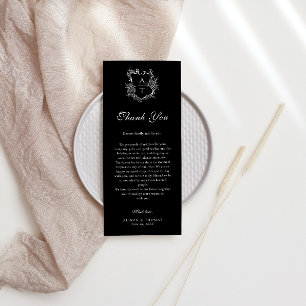 Menu Floral Crest Monogramas Casamento Obrigado Colocar