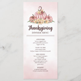 Menu Floral de Ação de Graças Pumpkin Rosa