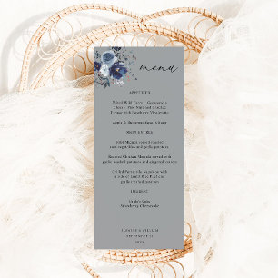 Menu Floral de Altura Azul e Marinho - Cinza