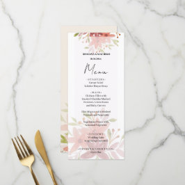 Menu Floral de Aquarela em Terracota Cor-de-Rosa Elegan