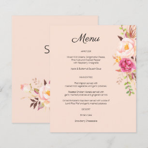 Menu Floral de Bloqueio do Blush com Cor-de-Rosa d