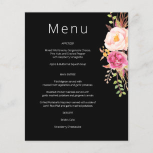 Menu Floral de Bloqueio do Blush Cor-de-Rosa de Or