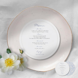 Menu Floral de Casamento Branco e Azul
