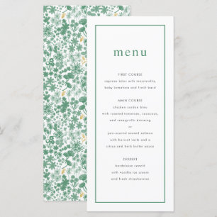 Menu Floral de Casamento Chic Green Ditzy