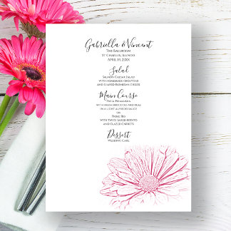 Menu Floral de Casamento com Efeito de Margarida R