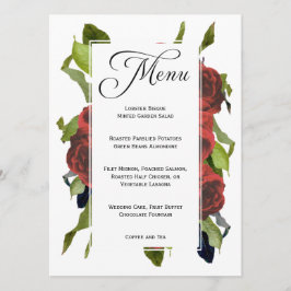 Menu Floral de Casamento do Buquê rosa vermelha