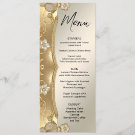 Menu Floral de Casamento do Ornamentado Dourado