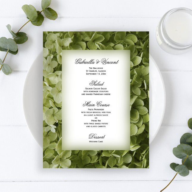 Menu Floral de Casamento Verde Annabelle Hydrangea (Criador carregado)