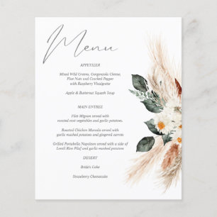 Menu Floral de Cobre de Orçamento e Beige