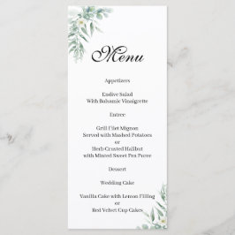 Menu floral de Folhagem Verde
