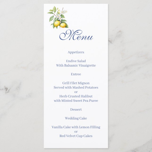 Menu floral de limões (Frente)