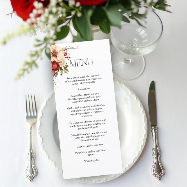 Menu Floral de Natal de Inverno Elegante (Criador carregado)