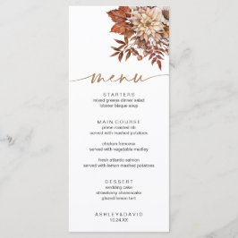 Menu Floral de outono Moderno da Boêmia Terracotta