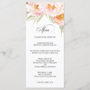 Menu Floral de Peonies Rosa Esmagados