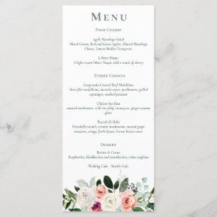 Menu Floral de Pêssego Branco Sage Blush