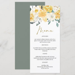 Menu Floral de Primavera de Jardim de Aquarela Amarela 