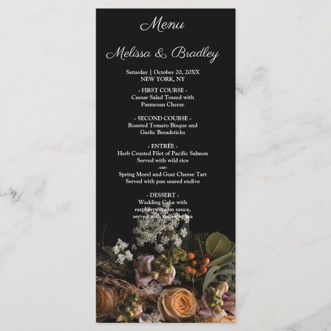 Menu Floral de Vintage Escuro (Frente)