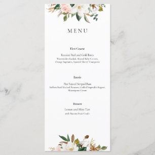 Menu floral do casamento da magnólia