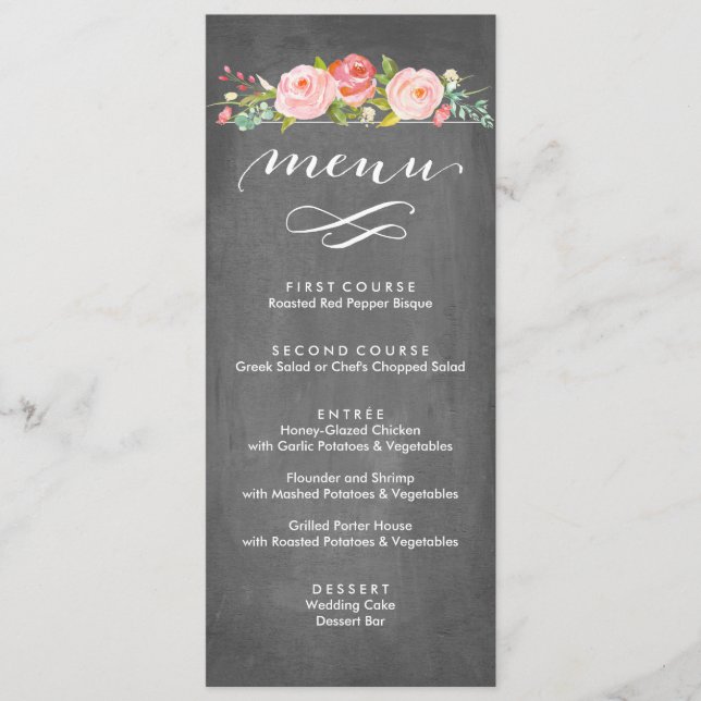 Menu floral do casamento do jardim de rosas (Frente)