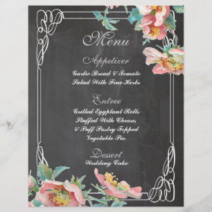 menu floral do casamento do quadro