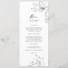 Menu Floral do Lápis Desenhado à Mão