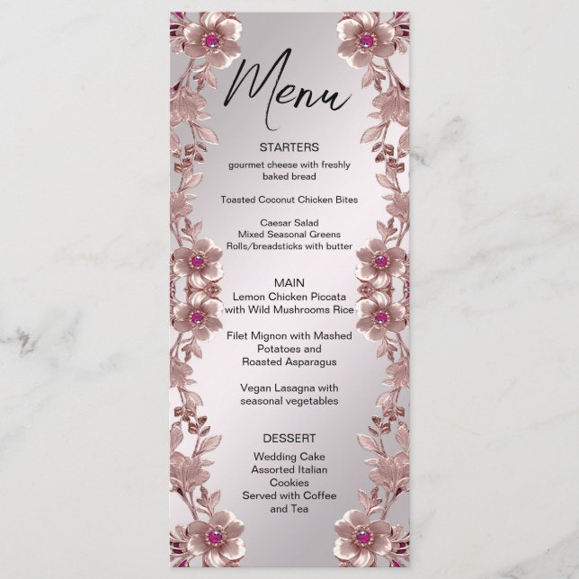 Menu Floral do Ornamentado Rosa (Frente)