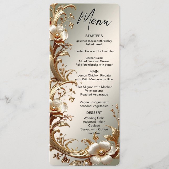 Menu Floral Dourado (Frente)