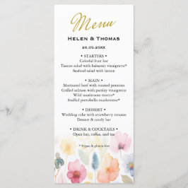 Menu Floral Dourado Wedding