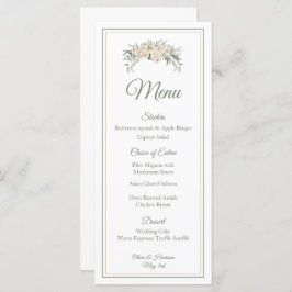 Menu Floral Elegante - Creme & Sage Green S