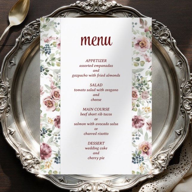 Menu floral elegante do casamento romântico (Criador carregado)