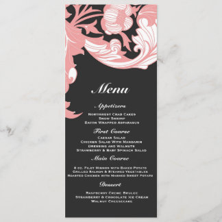 Menu Floral escuro & elegante elegante - preto, rosa