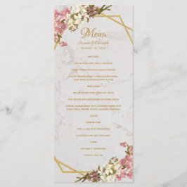 Menu Floral Geométrico Mármore Dourado e Orquídeas Casa