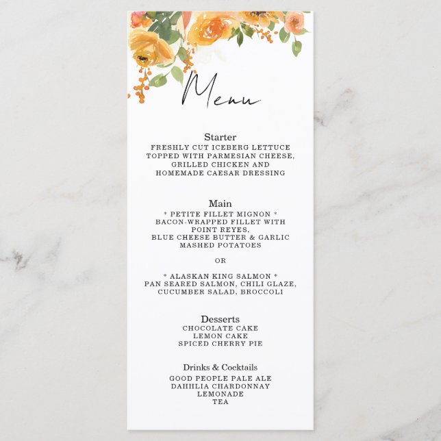 Menu Floral Laranja (Frente)