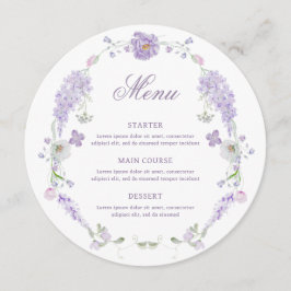 Menu Floral Lilac Wreath Round